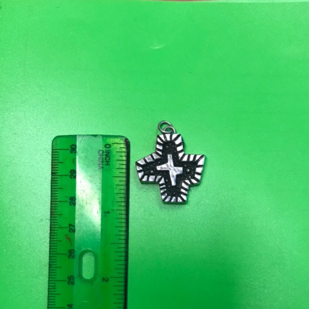 Dian Malouf Abstract Silver Cross Pendant